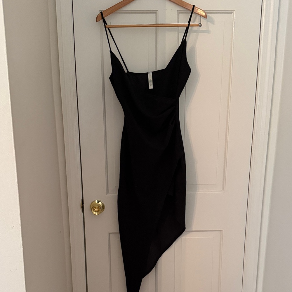 Elegant Asymmetrical Black Dress